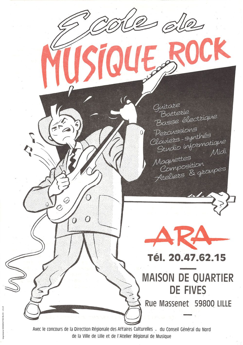 Flyer ARA Ecole de musique rock